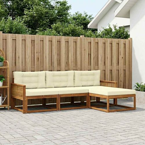Комплект дивани за открито 4 pcs Натурален и Крема