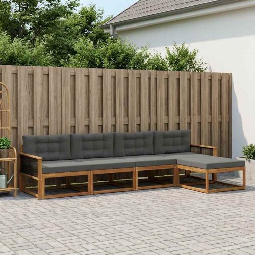 Комплект дивани за открито 5 pcs Натурален и Антрацит
