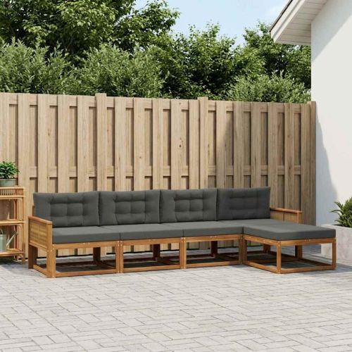 Комплект дивани за открито 5 pcs Натурален и Антрацит