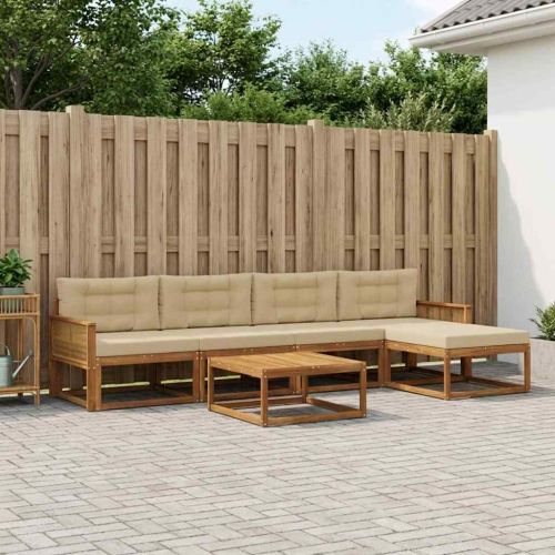 Комплект дивани за открито 6 pcs Натурален и Бежов