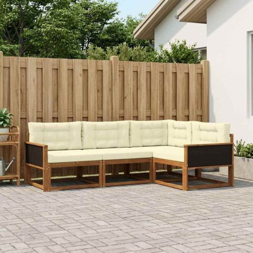Комплект дивани за открито 4 pcs Натурален и Крема