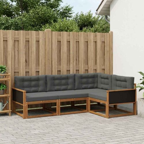 Комплект дивани за открито 4 pcs Натурален и Антрацит