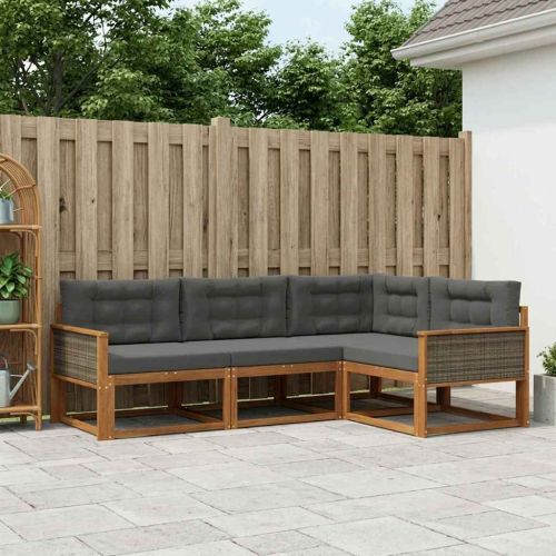 Комплект дивани за открито 4 pcs Натурален и Антрацит