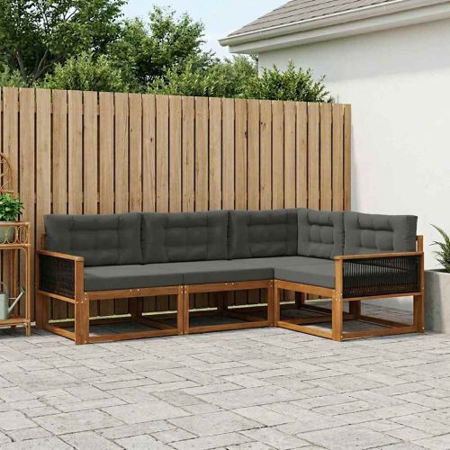 Комплект дивани за открито 4 pcs Натурален и Антрацит