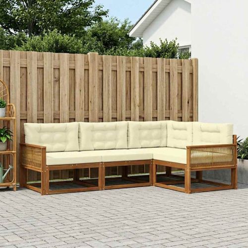 Комплект дивани за открито 4 pcs Натурален и Крема