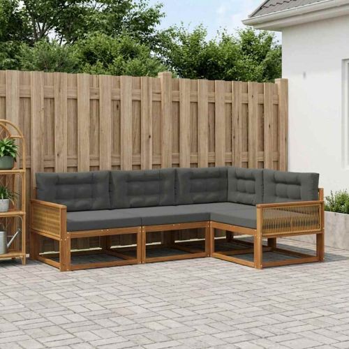 Комплект дивани за открито 4 pcs Натурален и Антрацит