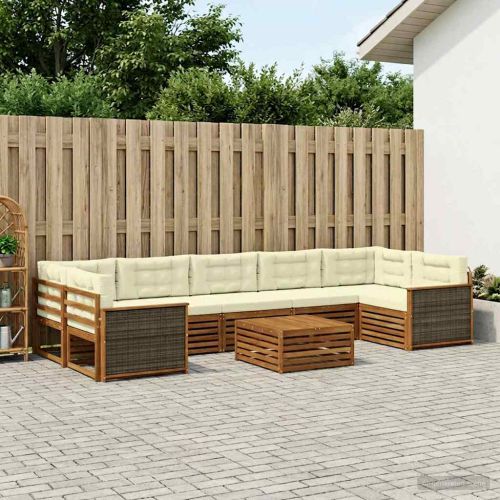 Комплект дивани за открито 8 pcs Натурален и Крема