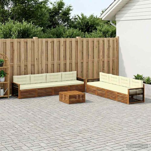 Комплект дивани за открито 9 pcs Натурален и Крема