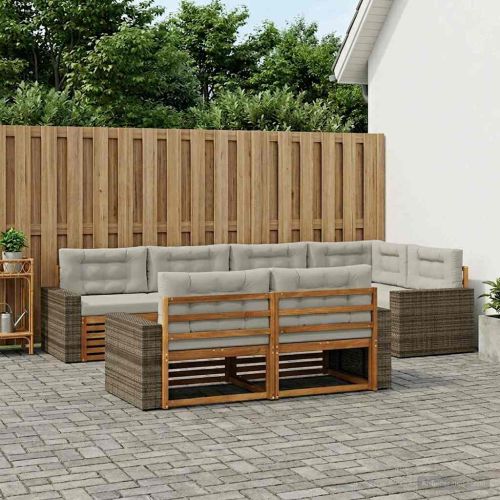 Комплект дивани за открито 7 pcs Натурално и светлосиво