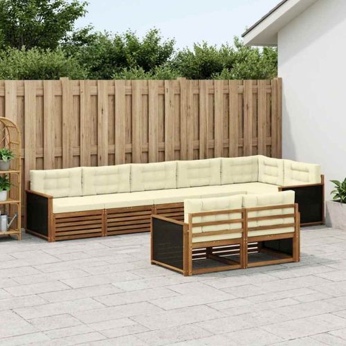 Комплект дивани за открито 8 pcs Натурален и Крема