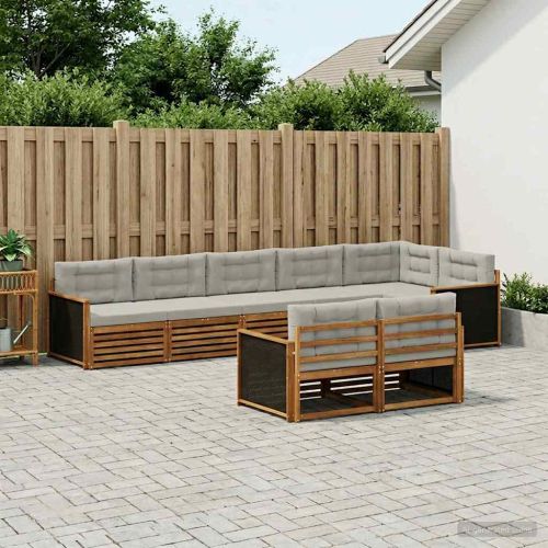 Комплект дивани за открито 8 pcs Натурално и светлосиво