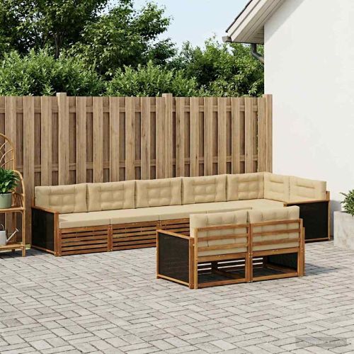 Комплект дивани за открито 8 pcs Натурален и Бежов