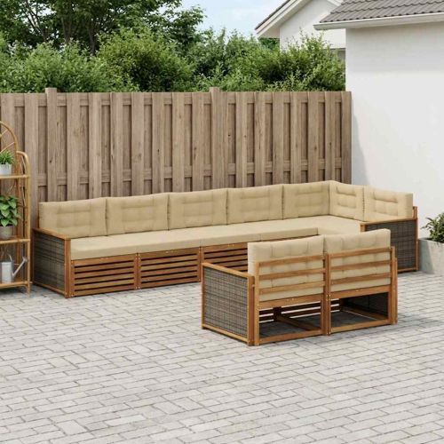 Комплект дивани за открито 8 pcs Натурален и Бежов