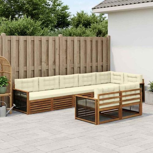Комплект дивани за открито 8 pcs Натурален и Крема