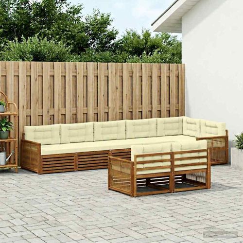 Комплект дивани за открито 8 pcs Натурален и Крема