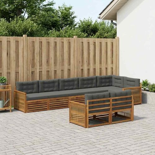 Комплект дивани за открито 8 pcs Натурален и Антрацит