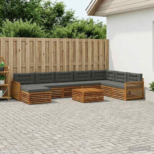 Комплект дивани за открито 9 pcs Натурален и Антрацит