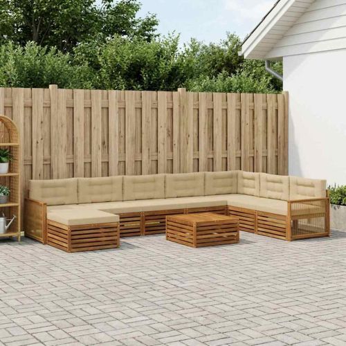 Комплект дивани за открито 9 pcs Натурален и Бежов