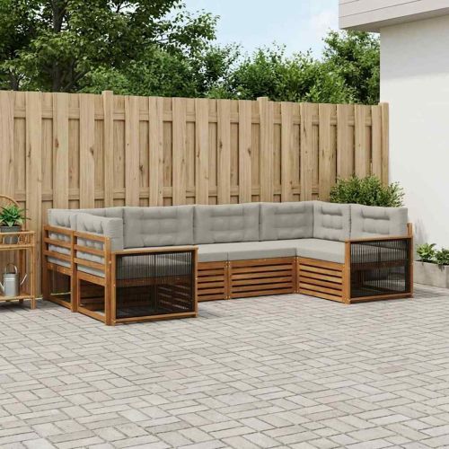 Комплект дивани за открито 6 pcs Натурално и светлосиво