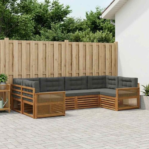 Комплект дивани за открито 6 pcs Натурален и Антрацит