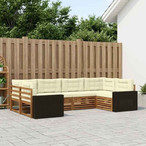 Комплект дивани за открито 6 pcs Натурален и Крема