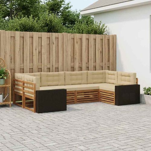 Комплект дивани за открито 6 pcs Натурален и Бежов