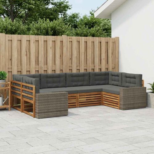 Комплект дивани за открито 6 pcs Натурален и Антрацит