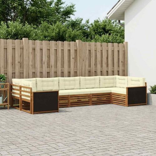 Комплект дивани за открито 7 pcs Натурален и Крема