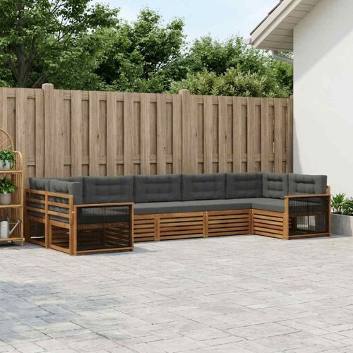 Комплект дивани за открито 7 pcs Натурален и Антрацит