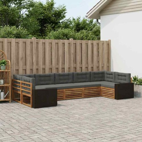 Комплект дивани за открито 7 pcs Натурален и Антрацит