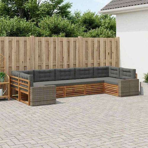 Комплект дивани за открито 7 pcs Натурален и Антрацит