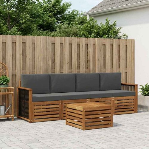 Комплект дивани за открито 5 pcs Натурален и Антрацит