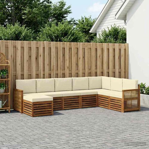 Комплект дивани за открито 6 pcs Натурален и Крема