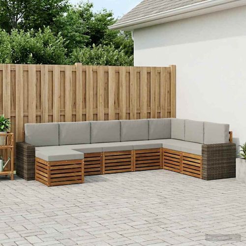 Комплект дивани за открито 8 pcs Натурално и светлосиво