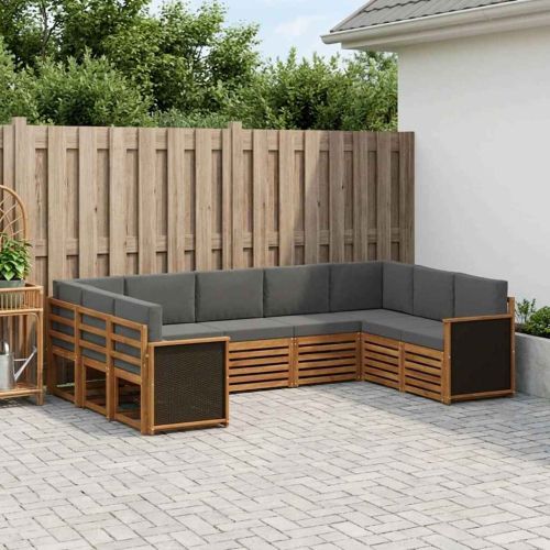 Комплект секционен диван 7 pcs Натурален и Антрацит
