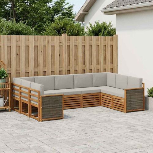 Комплект секционен диван 7 pcs Натурално и светлосиво
