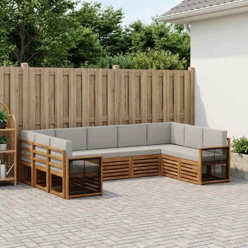 Комплект секционен диван 7 pcs Натурално и светлосиво