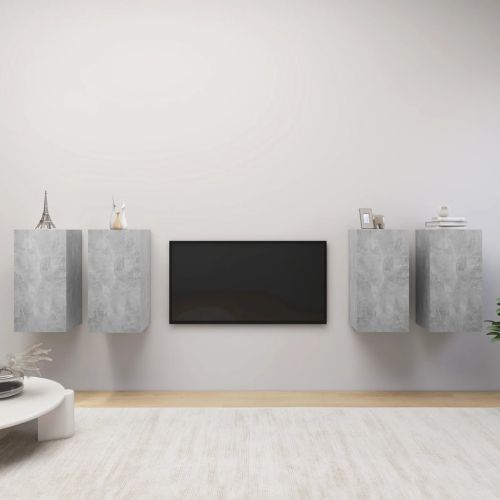 ТВ шкафове, 4 бр, бетонно сиви, 30,5x30x60 см, инженерно дърво