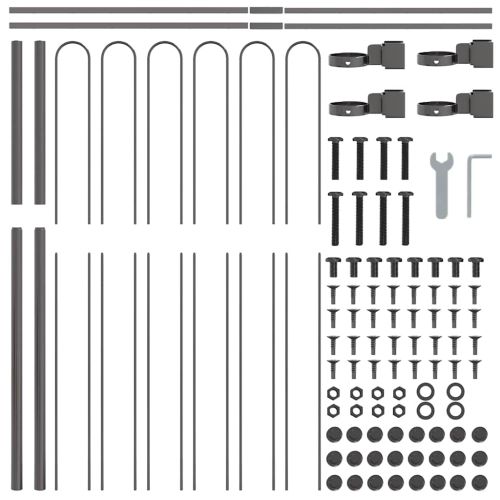 Градска ограда 8 pcs Сив 13,6 x 1,5 м Прахово боядисана стомана