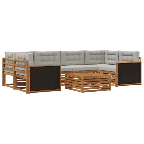 Комплект дивани за открито 7 pcs Натурално и светлосиво