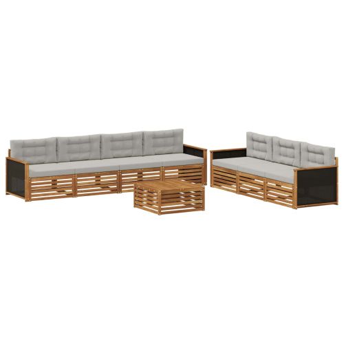 Комплект дивани за открито 8 pcs Натурално и светлосиво