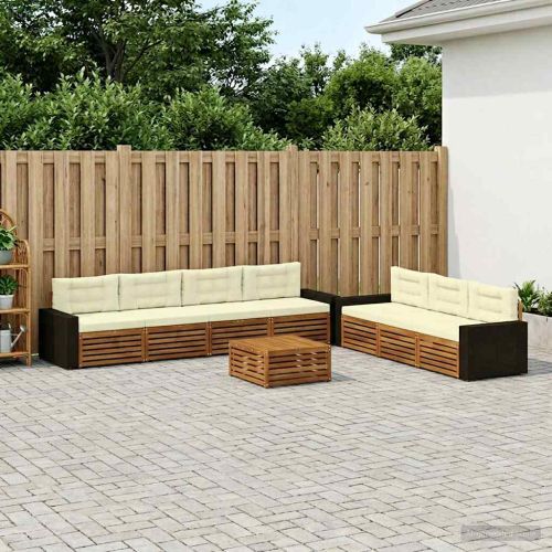 Комплект дивани за открито 8 pcs Натурален и Крема