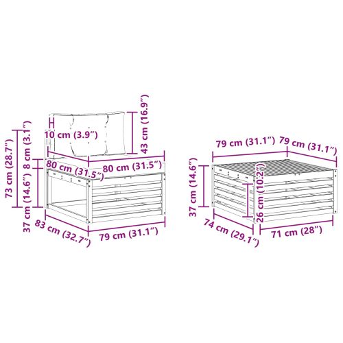 Комплект дивани за открито 8 pcs Натурален и Антрацит