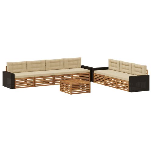 Комплект дивани за открито 8 pcs Натурален и Бежов