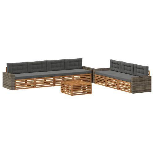 Комплект дивани за открито 8 pcs Натурален и Антрацит