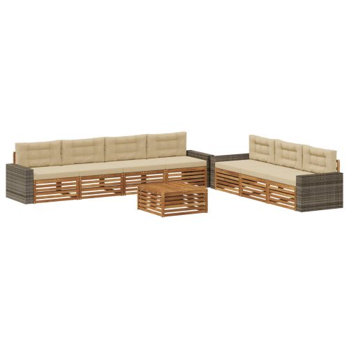 Комплект дивани за открито 8 pcs Натурален и Бежов