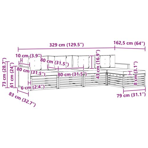 Комплект дивани за открито 5 pcs Натурално и светлосиво