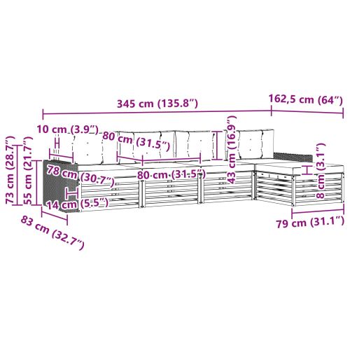 Комплект дивани за открито 5 pcs Натурално и светлосиво