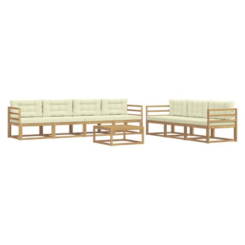 Комплект дивани за открито с възглавница 7 pcs Бяло и кремаво