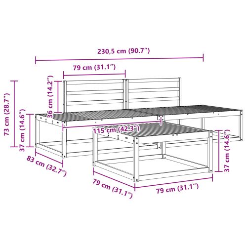 Комплект дивани за открито Бяло 79 x 79 x 37 см